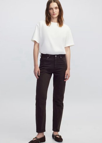 Kadın kahverengi Regular Fit Midi Kot Pantolon