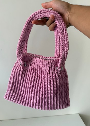 Pembe Örgü Kadın Çanta