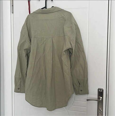 40 Beden haki Renk Mavi Oversize Gömlek