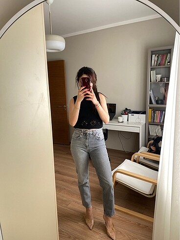 Zara gri mom fit jean