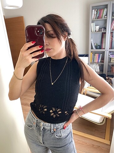Zara delikli triko süveter