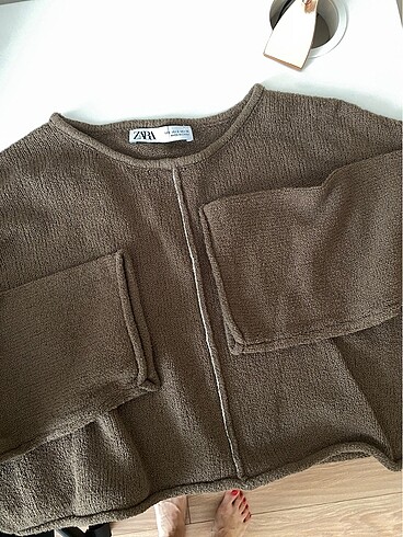 Zara Zara yeşil triko crop kazak