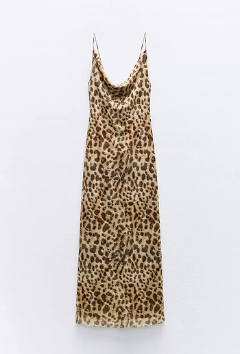 Zara leopar desenli tül elbise