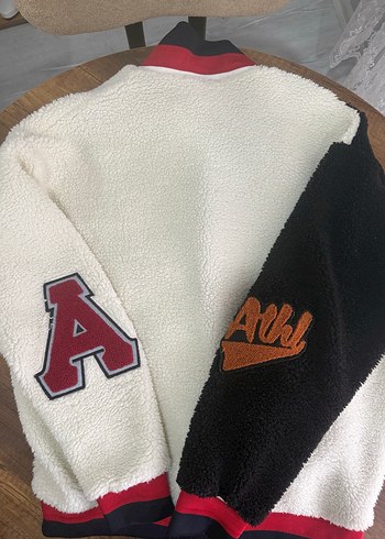 Beyaz Siyah Peluş Kadın Spor Ceket - Görsel 2