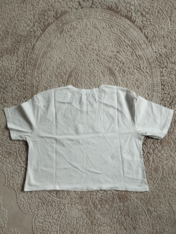 Kadın Beyaz Kısa Kollu Baskılı Tişört - Görsel 2