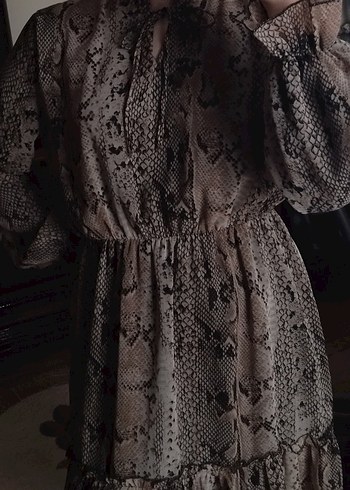 Yılan Desenli Uzun Kollu Bohem Elbise - Görsel 3