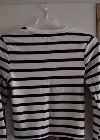 Düğmeli Çizgili Uzun Kollu Kadın Kazak - Görsel 2