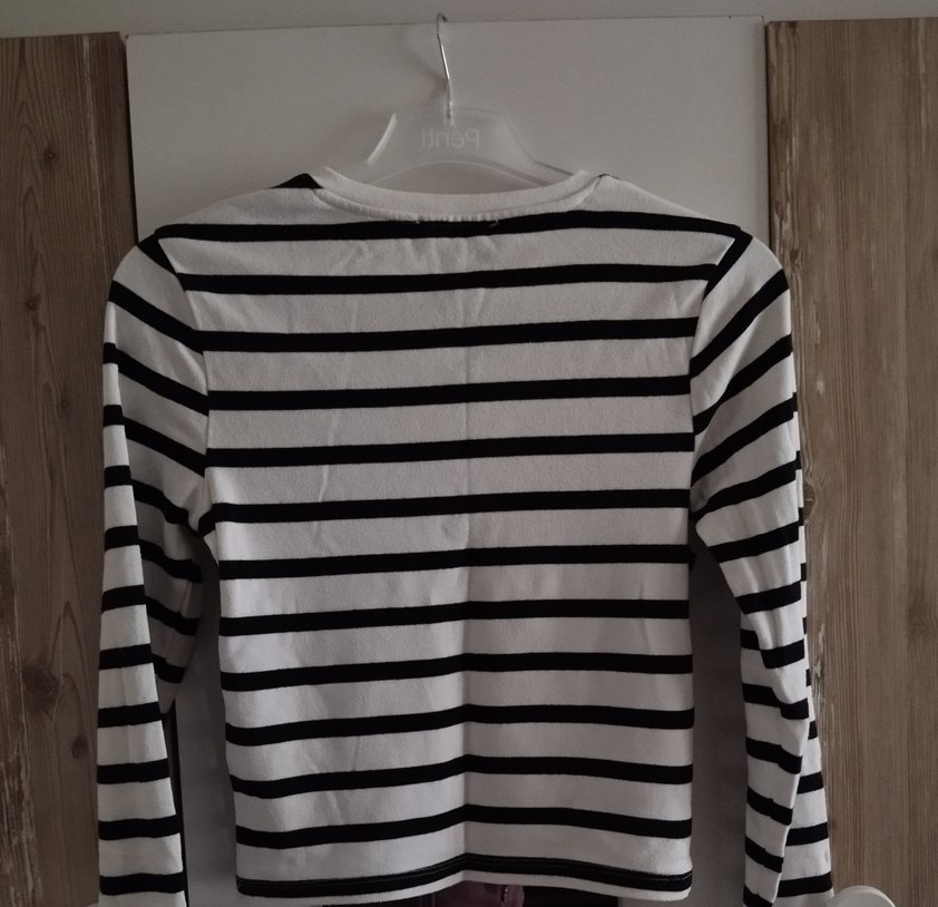 Düğmeli Çizgili Uzun Kollu Kadın Kazak - Görsel 2