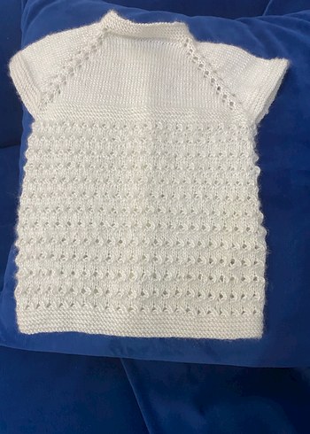 Beyaz Örgü Kız Çocuk Kolsuz Hırka - Görsel 3