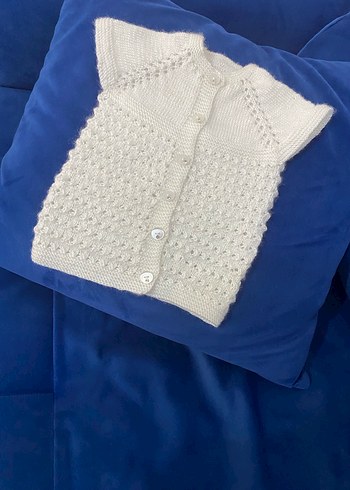 Beyaz Örgü Kız Çocuk Kolsuz Hırka - Görsel 2