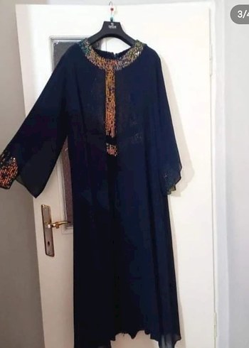 Nakışlı Uzun Lacivert Abiye