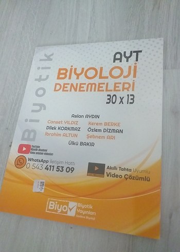 AYT Biyoloji Denemeleri Kitabı 30x13 sıfır hiç çözülmedi
