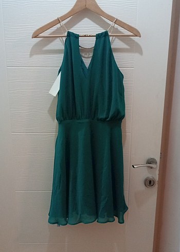 Yeşil V Yaka Midi Bohem Elbise - Görsel 5