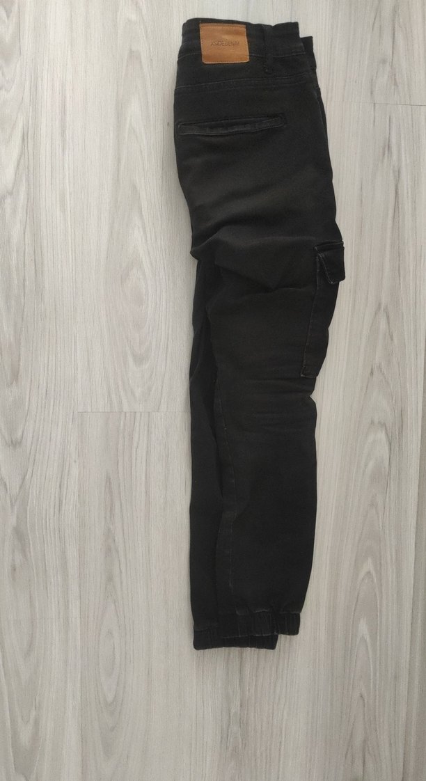 Siyah Loose Fit Kemerli Denim Pantolon - Görsel 2