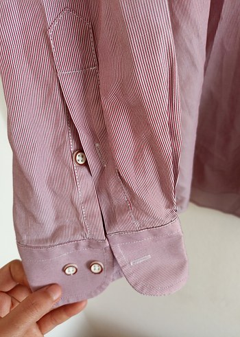 Pembe Keten Erkek Gömlek - Görsel 5