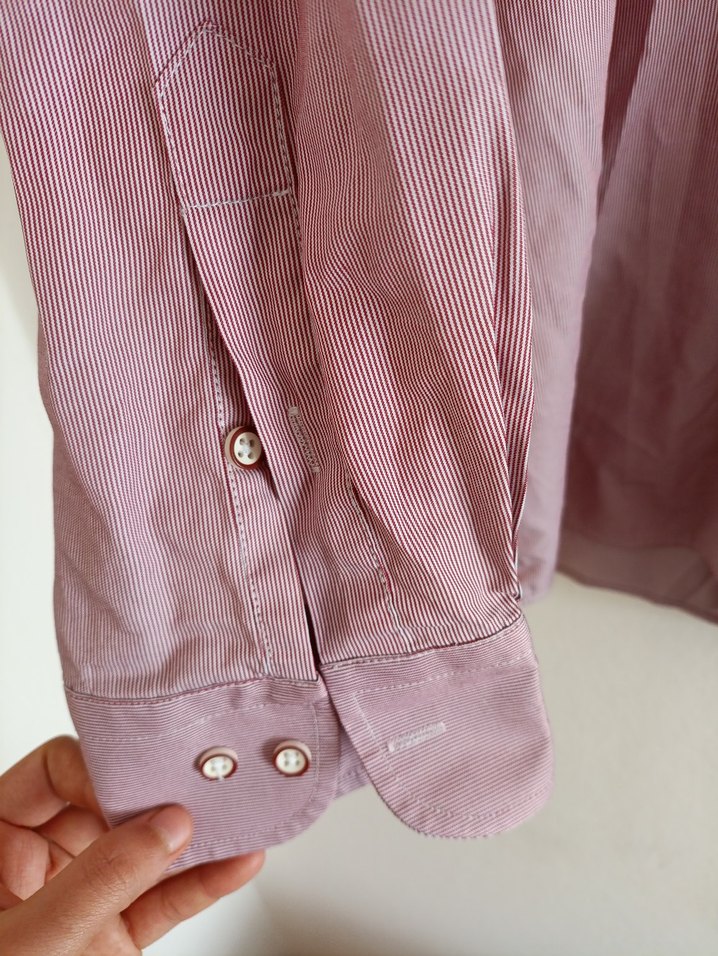Pembe Keten Erkek Gömlek - Görsel 5