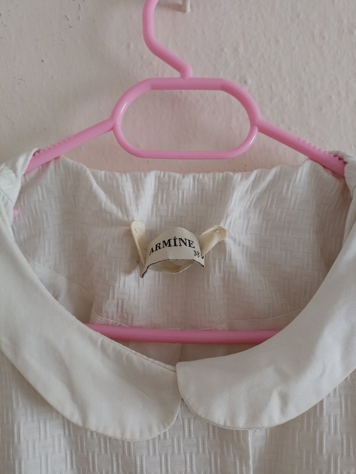 Armine Düğmeli Uzun Beyaz pardesü - Görsel 2