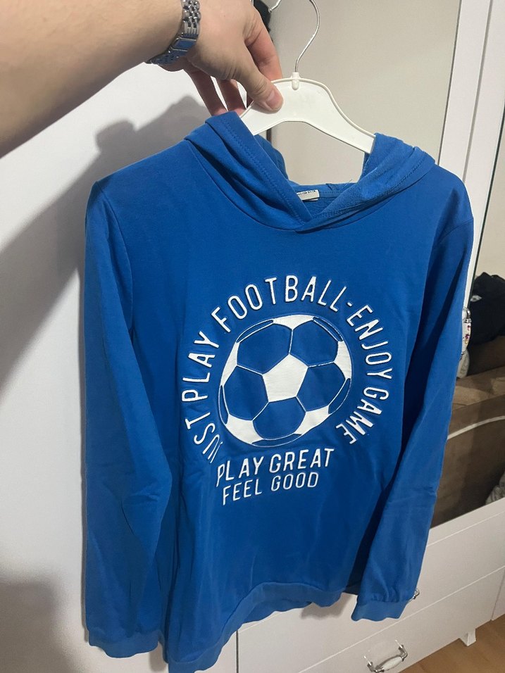 Renkli Baskılı Mavi Erkek Sweatshirt - Görsel 4