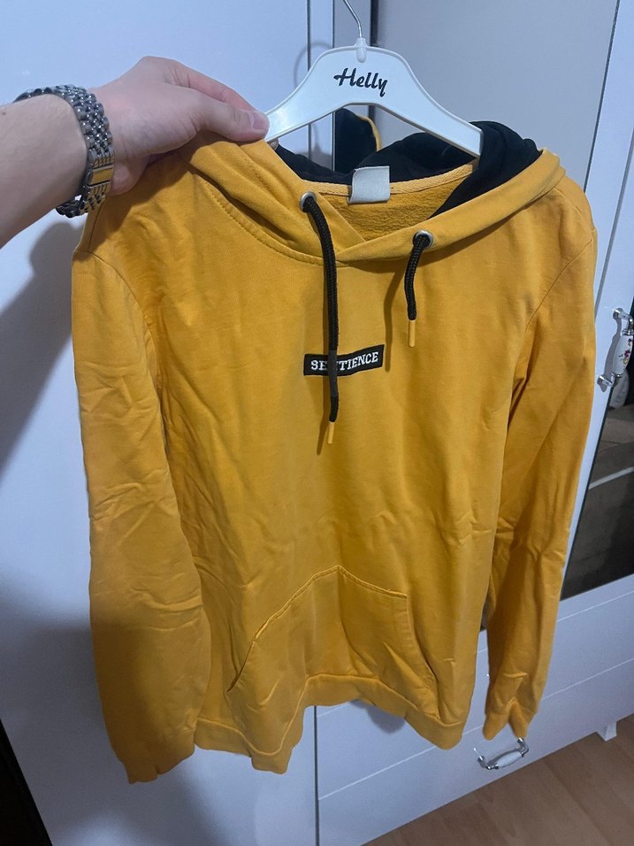 Sarı Kapüşonlu Sweatshirt - Görsel 4