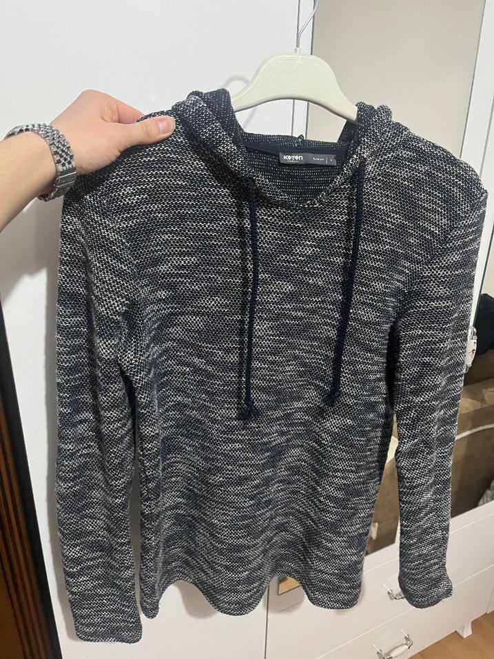 Gri Triko Uzun Kollu Salaş Kazak - Görsel 4