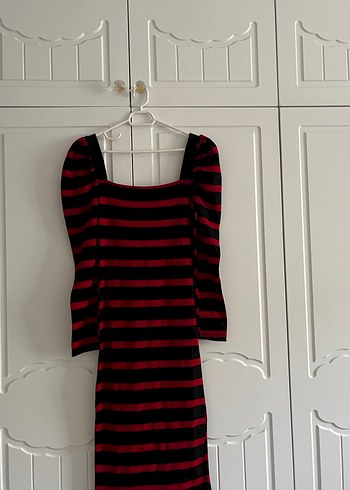 Kırmızı Siyah Çizgili Uzun Kollu Bluz - Görsel 2