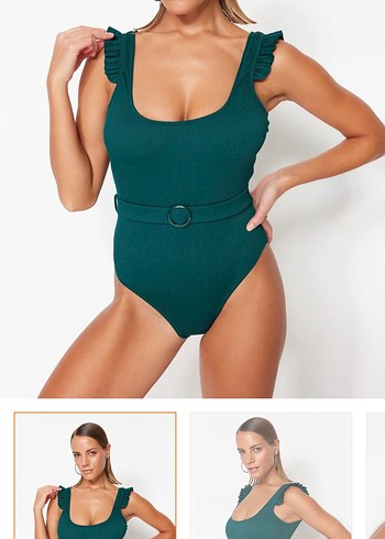 Kemerli Yeşil Kadın Mayo - Görsel 2