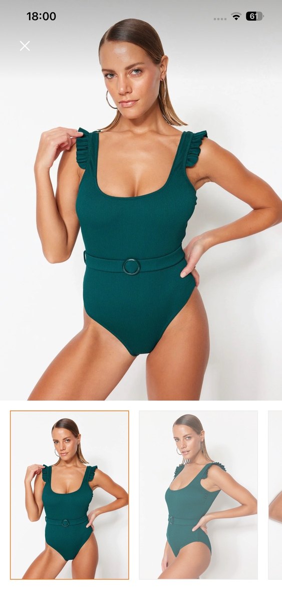 Kemerli Yeşil Kadın Mayo - Görsel 2