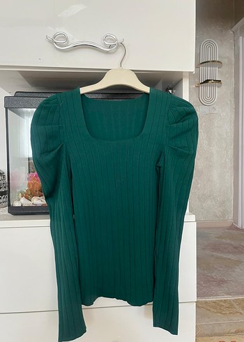 Yeşil Fitilli Uzun Kollu Kadın Kazak - Görsel 2