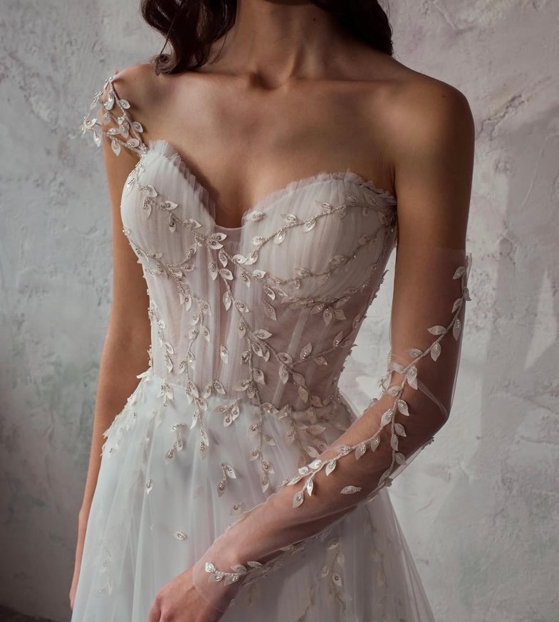 Straplez A Kesim Uzun Beyaz Gelinlik - Görsel 2