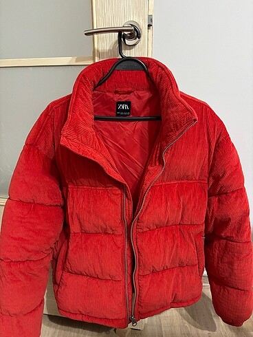 Zara Zara Erkek/Unisex Kırmızı Renk Kadife Mont