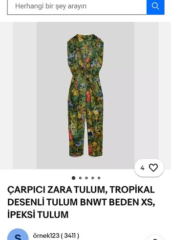 xs Beden Çiçek Desenli Uzun Kadın Tulum