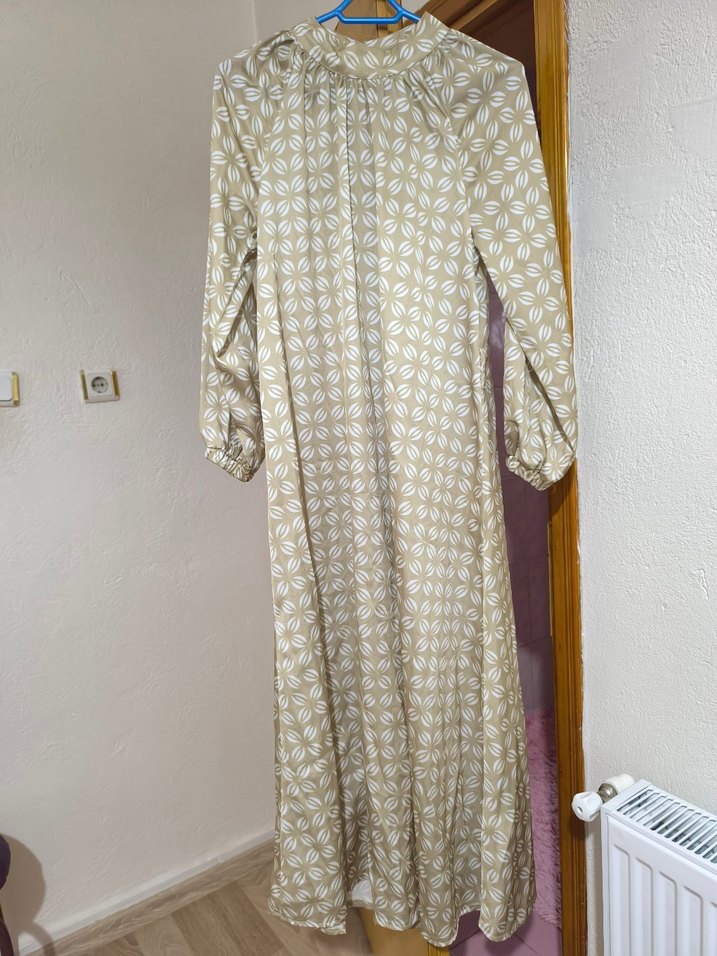 Bej Bohem  Uzun Kollu Elbise - Görsel 2