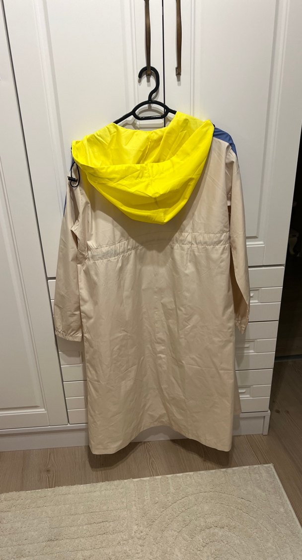 Sarı Kapüşonlu Midi Kadın Yağmurluk - Görsel 5
