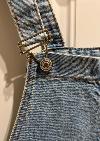 Kadın Mavi Denim Askılı Midi Tulum - Görsel 4