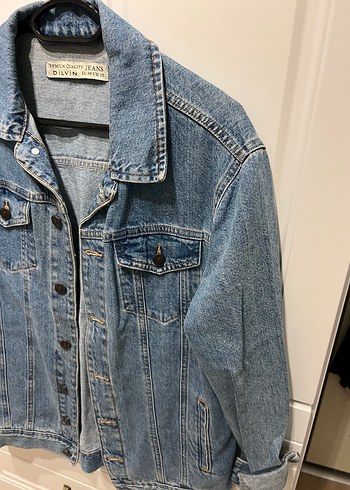 38 Beden mavi Renk Baskılı Mavi Kadın Denim Ceket