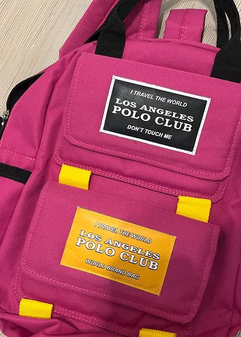 Los Angeles Polo Club Pembe Renkli Tokalı Kadın Sırt Çantası