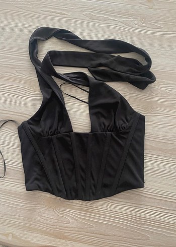 Siyah Gotik Halter Yaka Mini Büstiyer