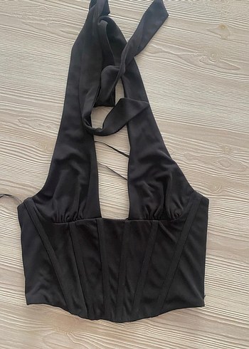 Zara Siyah Gotik Halter Yaka Mini Büstiyer