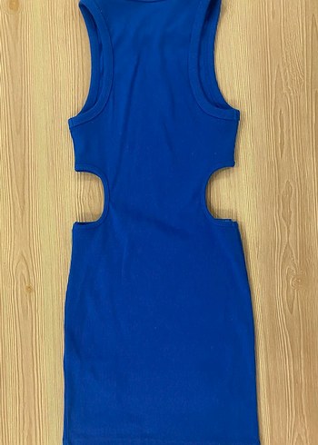 Zara Kadın Mavi Kolsuz Bel detaylı Kalem Elbise