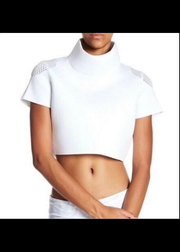 s Beden beyaz Renk Yüksek Yakalı Beyaz Kadın Crop Top alo yoga