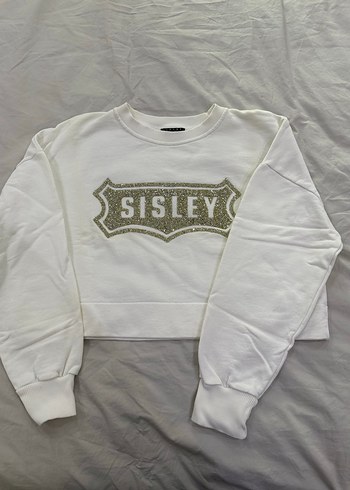 SISLEY Beyaz Kısa Sweatshirt