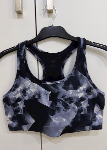 Gri Batik Desenli Kısa Spor Sütyeni - Görsel 4