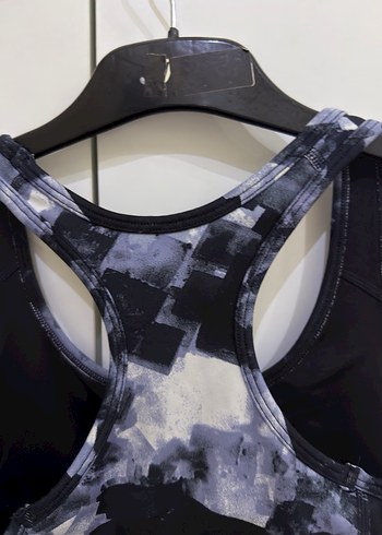 Gri Batik Desenli Kısa Spor Sütyeni - Görsel 8