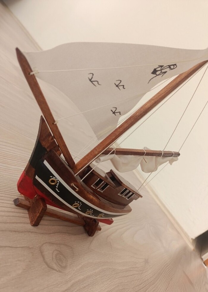 El yapımı ahşap dekoratif gemi  - Görsel 4