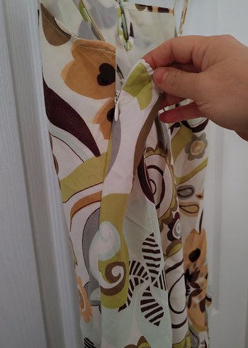 Bohem Çok Renkli keten elbise - Görsel 5