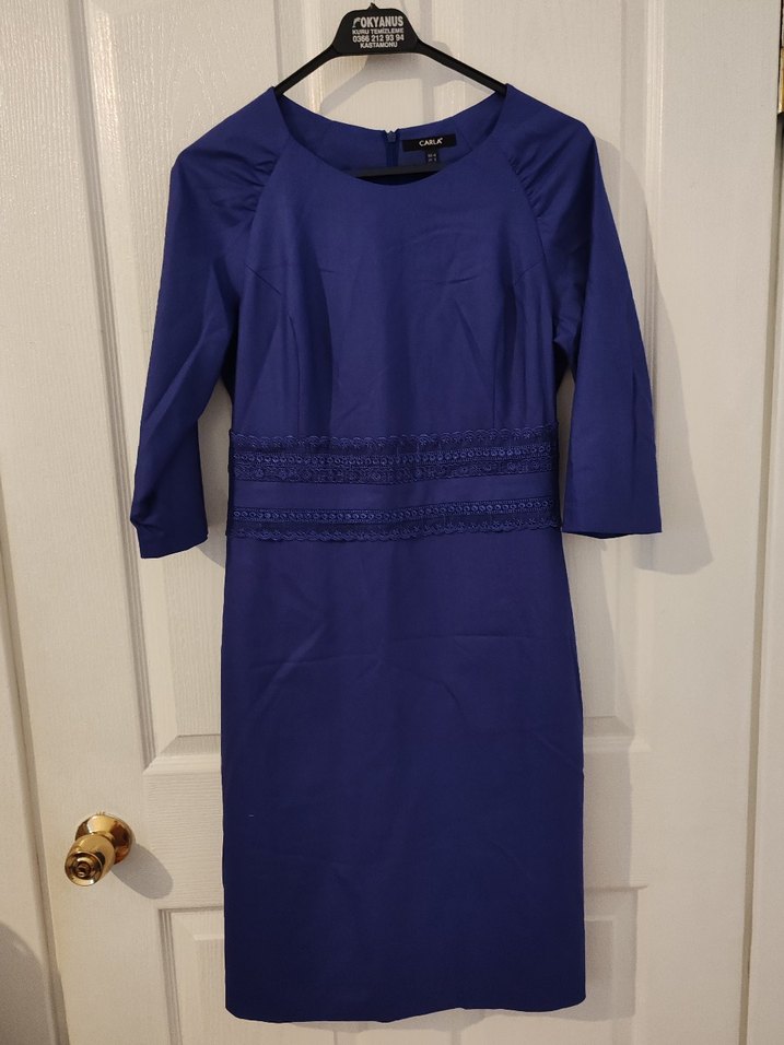 Kadın mor Kalem Elbise - Görsel 2