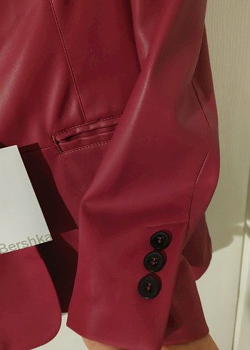 Fuşya Deri Kadın Blazer Ceket - Görsel 5