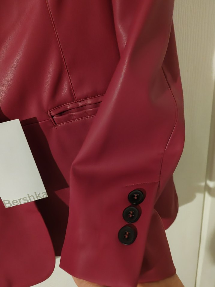 Fuşya Deri Kadın Blazer Ceket - Görsel 5