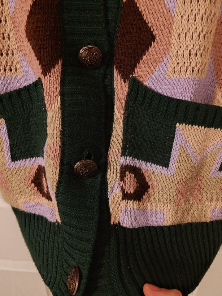 Desenli Bohem Örgü Kadın Hırka - Görsel 4