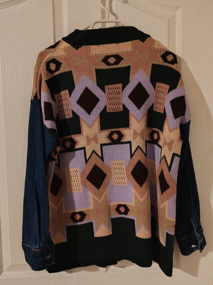 Desenli Bohem Örgü Kadın Hırka - Görsel 2